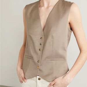 Mother of Pearl Taupe Sleeveless Tailored Vest